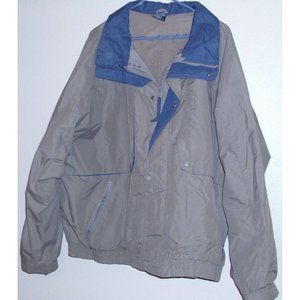 Windbreaker/Jacket by St John's Bay Tan/Blue Zip & Snap Down 2 Pockets Size 2XL